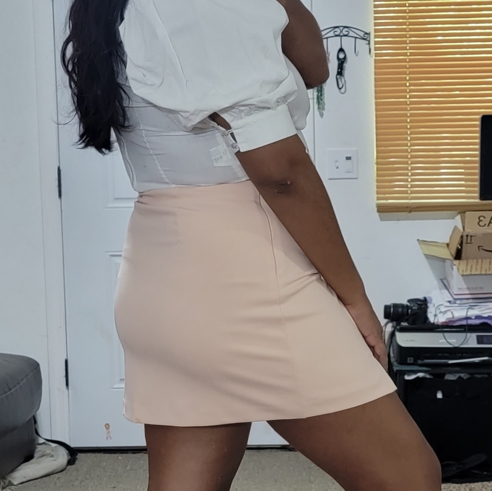 LIGHT PINK MINI SKIRT LARGE 10 12 F 21 VICI - Picture 5 of 16
